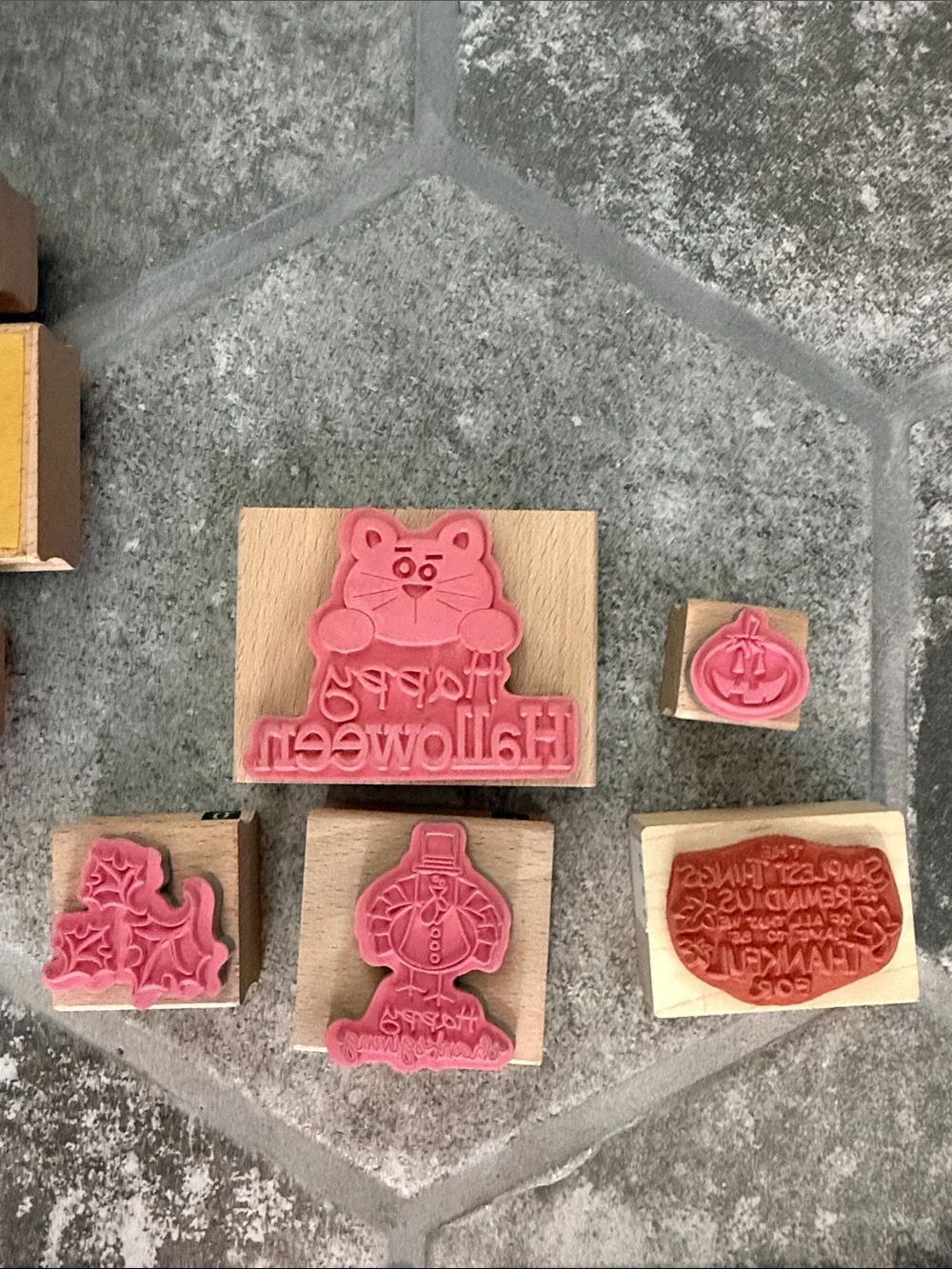 Giant Lot of 43 Mixed Holiday Wooden Rubber Stamps - Assorted Seasonal Designs